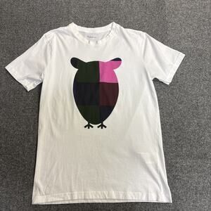 Knowledge Cotton Apparel White Tee Shirt Size Large Multicolor Owl Streetwear